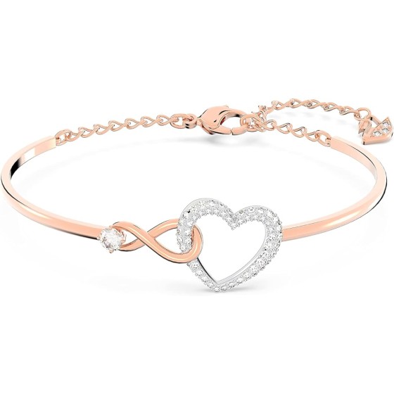 Heart Jewelry Collection, Necklaces and Bracelets, Rose Gold & Rhodium Tone Finish, Clear Crystals