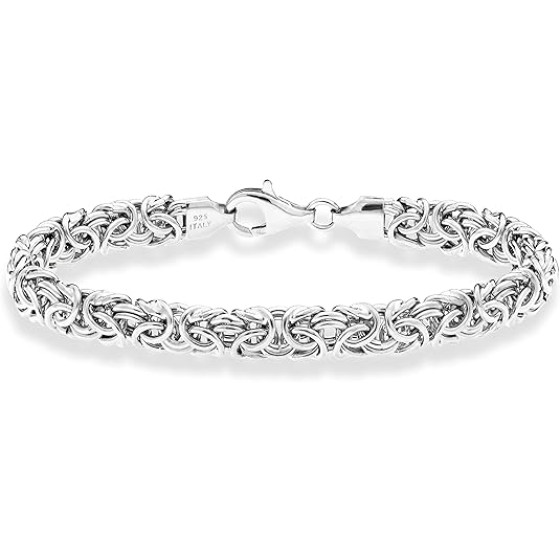 925 Sterling Silver Byzantine Bracelet for Women, Handmade in Italy